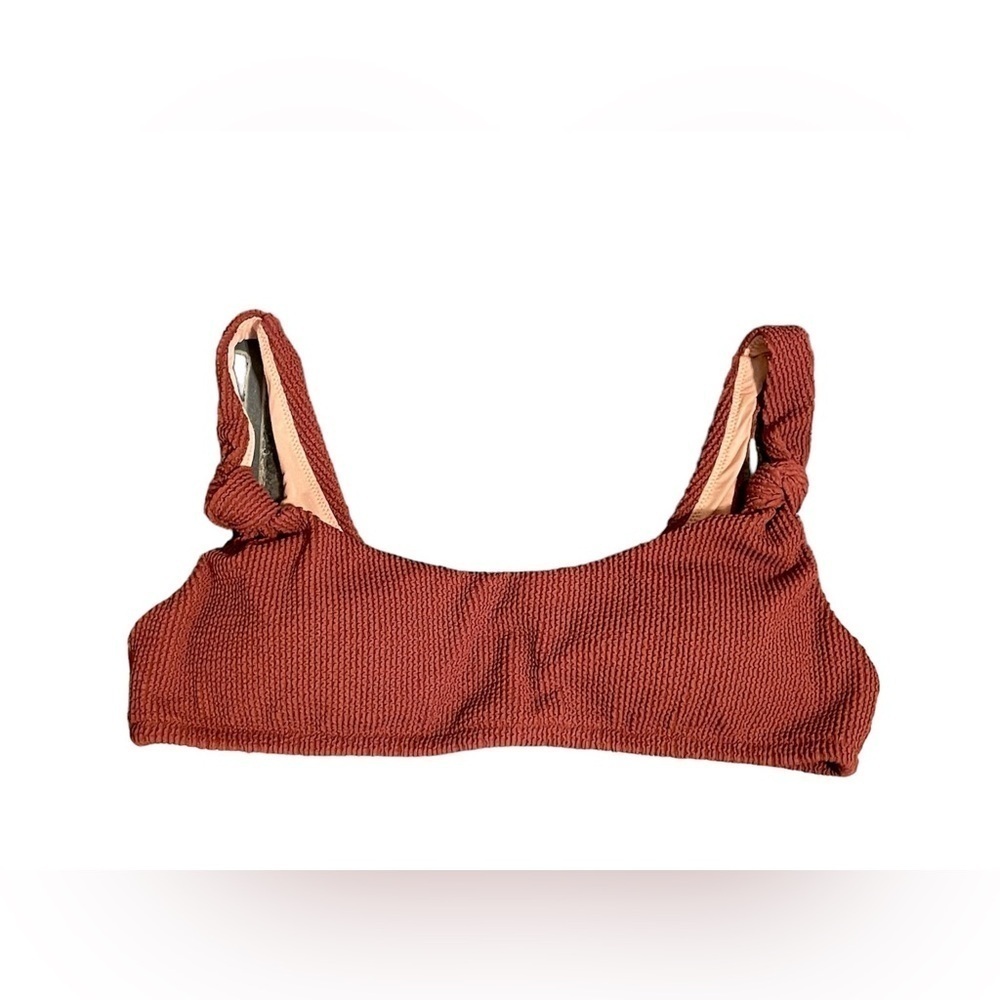 J Crew Scrunchie Knotted Wide Strap Scoop Neck Ribbed Bikini Top Size XXL